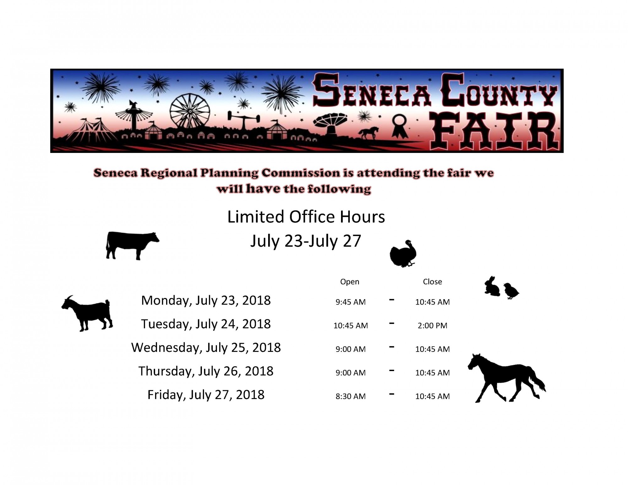 Limited Office Hours during the Seneca County Fair Seneca RPC